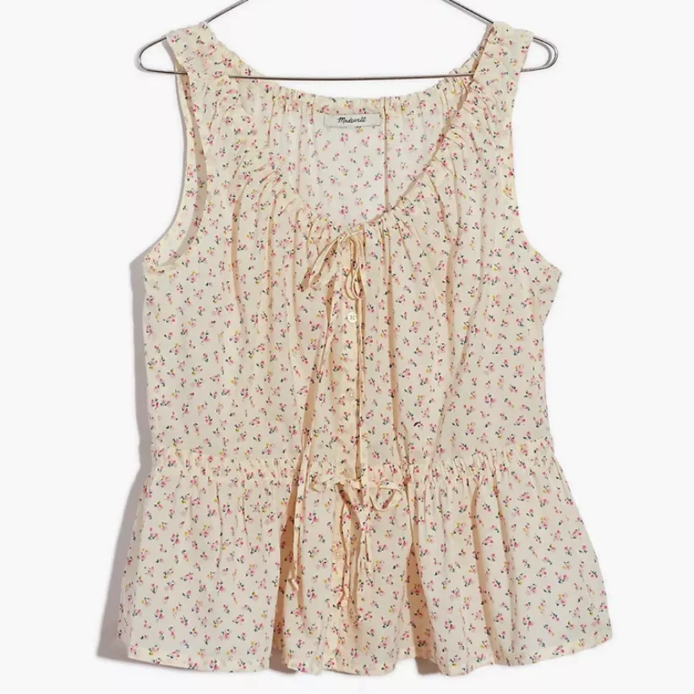 Madewell Shirred Drawstring Tank Top in Bright Buds - Picture 2 of 10